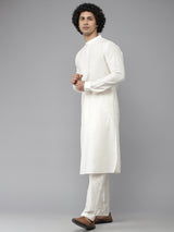 Riwaat.com Men Sky Blue & White Solid Kurta Pajama With Nehru Jacket Riwaat Indo Western