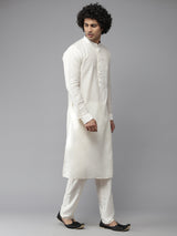 Riwaat.com Men White Solid Kurta Pajama With Sky Blue Nehru jacket Riwaat Indo Western