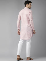 Men White Regular Pure Cotton Pathani Printed Men's Kurta With White Salwar