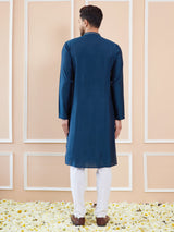 Men Sapphire Splendor Chanderi Silk Sequins Kurta