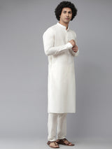 Riwaat.com Men Pink & White Solid Kurta Pajama With Nehru jacket Riwaat Indo Western