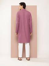 Men Pink Embroidered Sequin Rayon Kurta