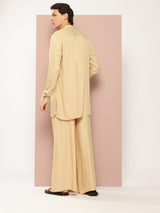 Men Beige Rayon Solid Pathani Sets