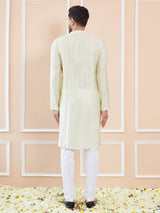 Men Ivory Glimmer Chanderi Silk Sequins Kurta