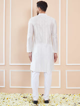 Off White Sequins Embroidered Chanderi Silk Straight Kurta