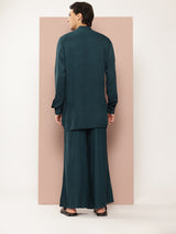 Men Green Rayon Solid Pathani Sets