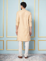 Riwaat.com Men Cream Embroidery Cotton Kurta Riwaat Cotton Embroidered