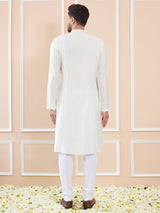 Men Off White And Gold Royale Chanderi Silk Sequins Kurta