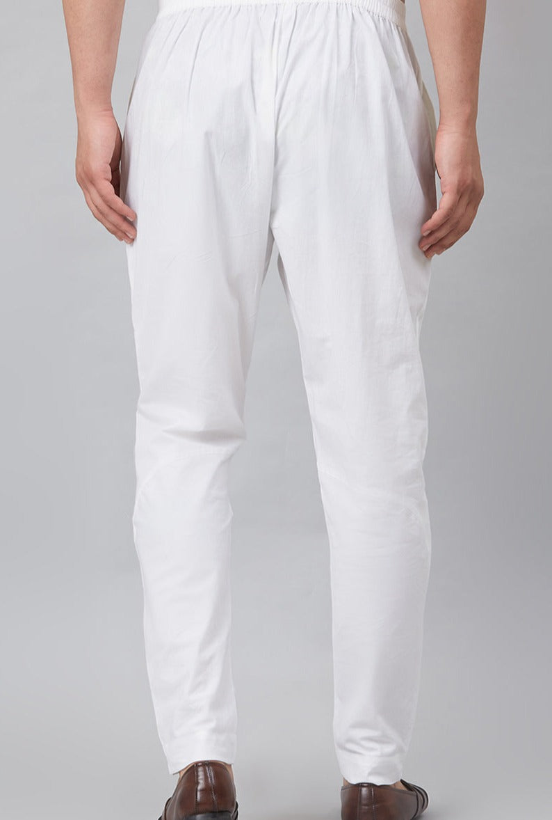 Men White Trouser Pant Pack Of 2 Solid Cotton Combo Pajama