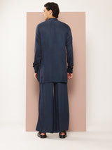 Men Blue Rayon Solid Pathani Sets