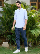 Blue Solid cotton Short Kurta