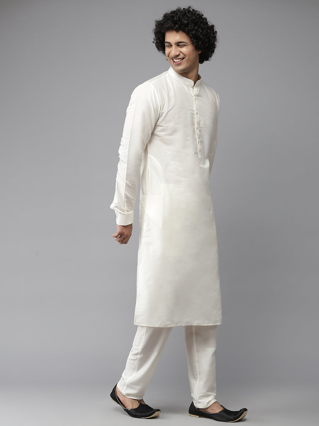 Riwaat.com Men Sap green & White Solid Kurta Pajama With Nehru Jacket Riwaat Indo Western Mehendi