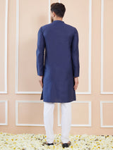 Blue Cotton Solid Straight Kurta
