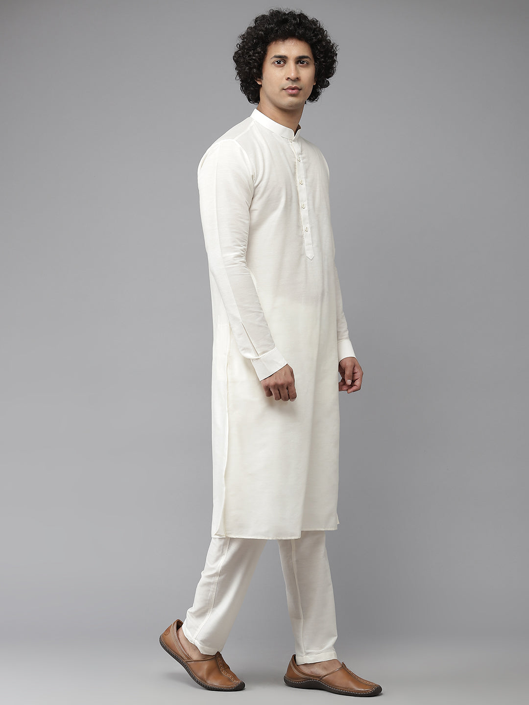 Riwaat.com Men White Solid Kurta Pajama With Elegant Golden Enigma Nehru jacket Riwaat Indo Western