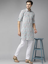 Men Multicolored Regular Pure Cotton Pathani Printed Men's Kurta