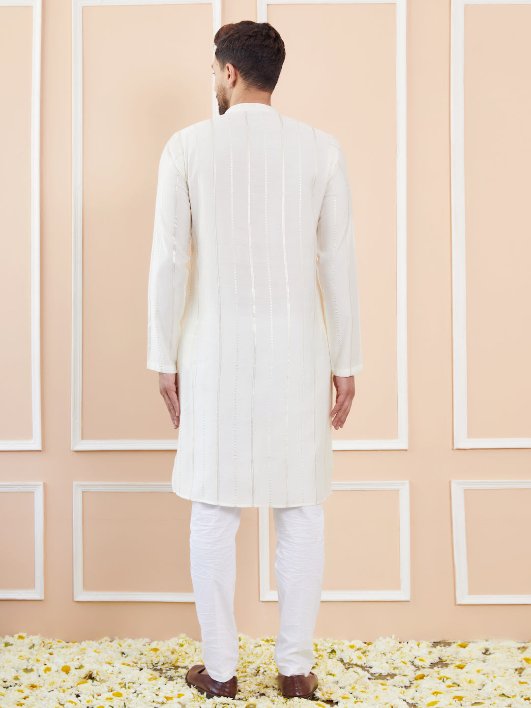 Men Pearl Grace Chanderi Silk Sequins Kurta