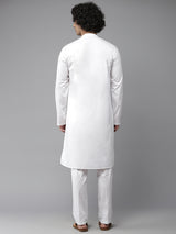 Men White Radiance Yoke Design Straight Kurta With Pajama