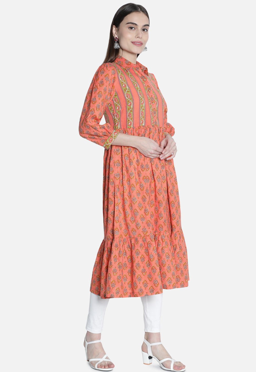 Women Coral Printed Dress