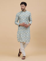 Men Multicoloured Ikat Printed Kurta With pyjama