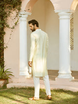 Men Champagne Glimmer Chanderi Silk Sequins Kurta