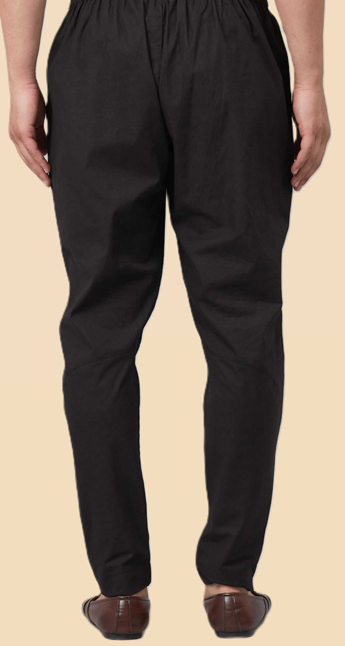 Men Black Solid Trouser Style Pant