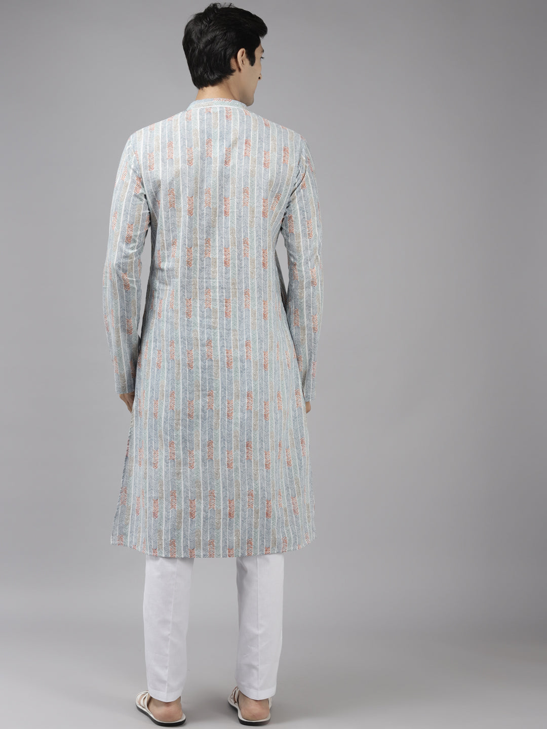 Men Multi Printed Pure Cotton Straight Kurta With Pajama