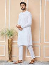 White Embroidered Chikankari Pure Cotton Straight Kurta