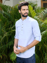 Blue Solid cotton Short Kurta