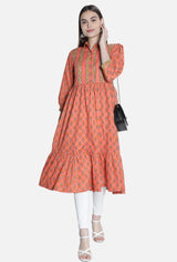 Women Coral Printed Dress