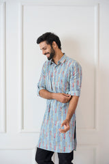 Men Multicolor Striped Pure Cotton Pathani Kurta