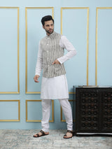 Men Grey Color Khadi Nehru Jacket