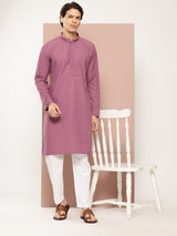 Men Pink Embroidered Sequin Rayon Kurta