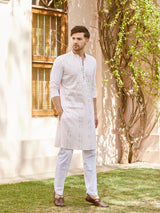 Men Blossom Pink Cotton Pintex Design Sequins Kurta