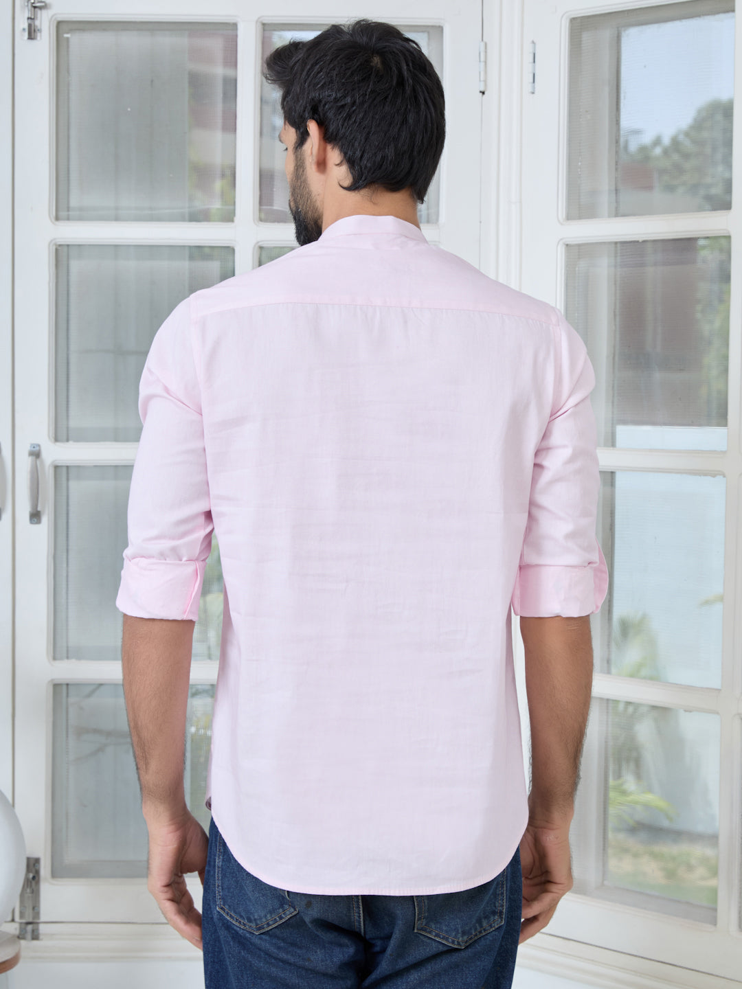 Men Pack Of 2 Mustard & Pink Cotton Solid Short Kurta