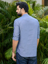 Men Pack Of 2 Brown & Blue Cotton Solid Short Kurta