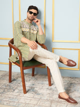 Men MulticolouredStrip Printed Kurta