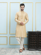 Riwaat.com Men Gold Embroidery Cotton Kurta Riwaat Embroidered