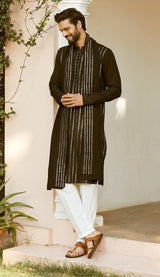 Men Twilight Elegance Chanderi Silk Sequins Kurta