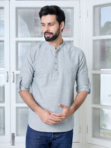 Gray Solid cotton Short Kurta