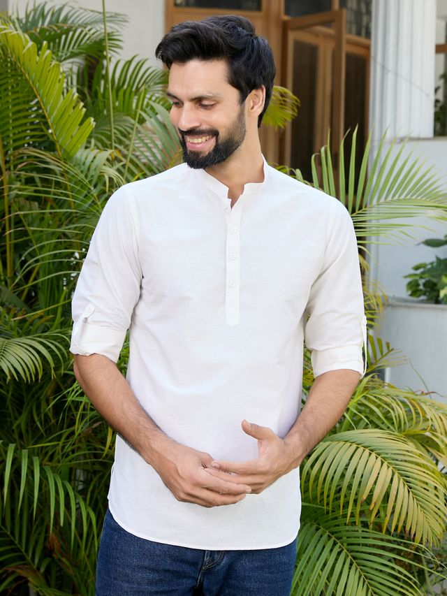 Cream Deluxe Cotton Short Kurta