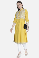 Women Mustard Printed Dress