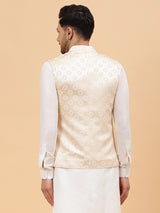 Men Opulent Floral Emboss Jacquard Nehru Jacket