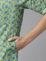 Men Green Regular Pure Cotton Pathani Printed Men's Kurta