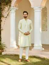 Men Champagne Glimmer Chanderi Silk Sequins Kurta