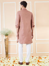 Men Brown Cotton Solid Pathani Kurta