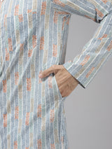 Men Multi Printed Pure Cotton Straight Kurta With Pajama