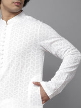 White Chikankari Embroidered Straight Kurta