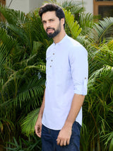 Blue Solid cotton Short Kurta