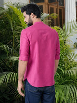 Men Pack Of 2 Pink Cotton Solid Short Kurta