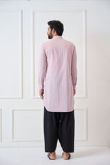 Men Baby Pink Regular Pure Cotton Pathani Kurta